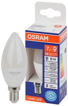 Фотография товара 'Osram 4099854186271 Лампа светодиодная LED Star свеча, 600лм, 7Вт'