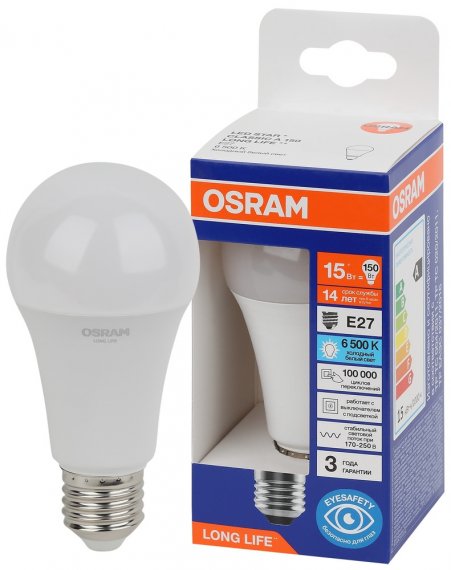 Фотография товара 'Osram 4099854186219 Лампа светодиодная LED Star груша, 1521лм, 15Вт'