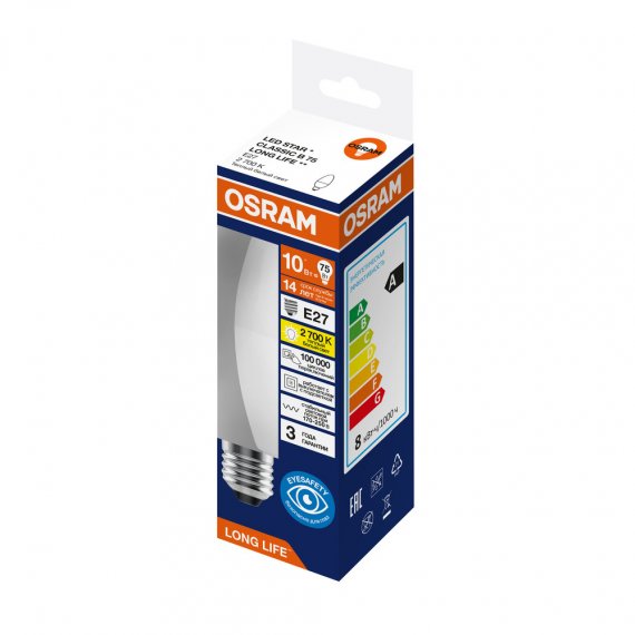 Фотография товара 'Osram 4099854186783 Светодиодная лампа LED STAR свеча (B) 9Вт 2700К E27 170-250В'