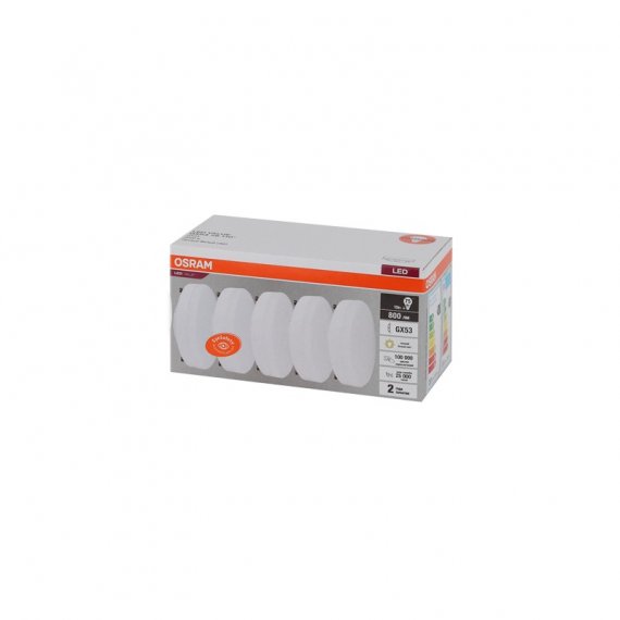 Фотография товара 'Osram 4058075584143 Выгодный пак LED VALUE 5 штук GX53 10Вт 3000К'