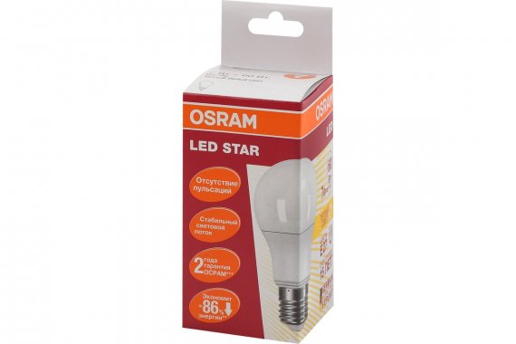 Фотография товара 'Osram 4058075096387 Светодиодная лампа LED STAR груша (A) 7Вт 2700К E27'